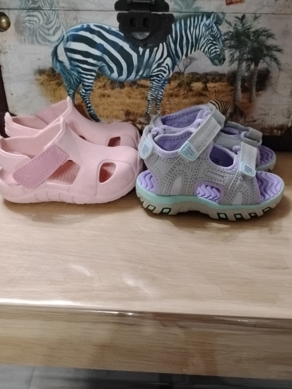 Kids Adjustable Purple & Pink Summer Sandals - Soft Cushioned Play Shoes